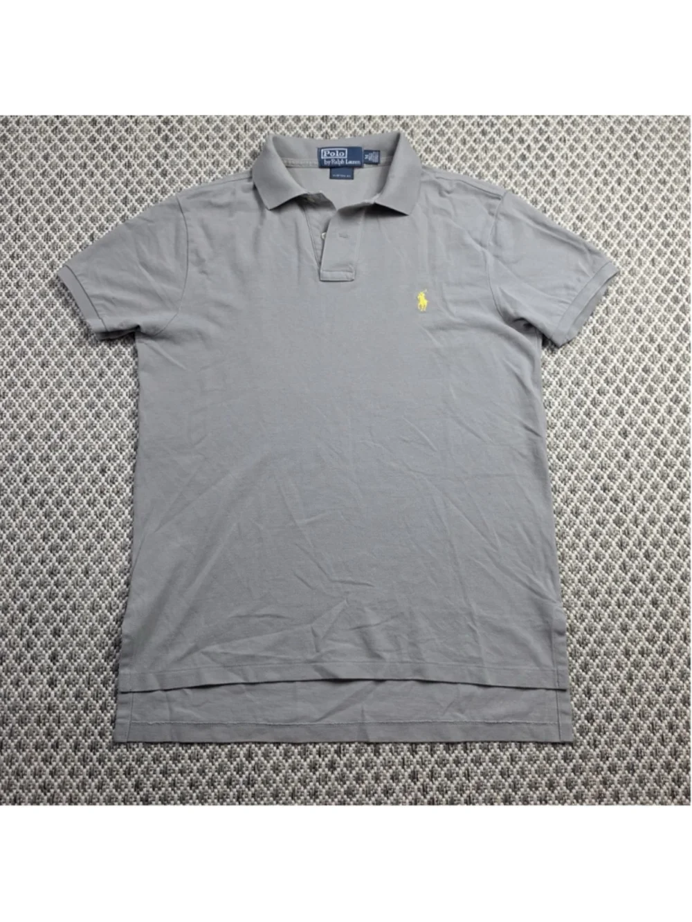 Polo Ralph Lauren Men’s M Gray Custom Fit Mesh Polo Shirt Yellow Pony Logo
